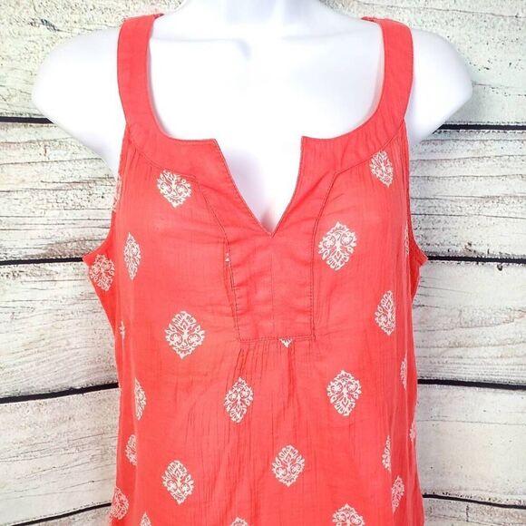 Old Navy Women’s XS Coral Boho Sleeveless Tank Top 100% Cotton India Print - Picture 2 of 6